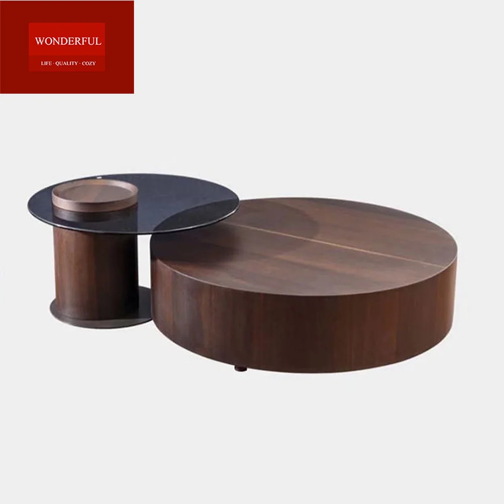 Wholesale Price Modern Design Wood Living Room Furniture Round Wooden Coffee Table