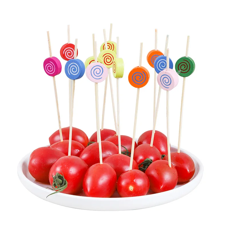 Eco-friendly Customized Bamboo Wood Decorative Party Toothpick Kids Lunch Accessories Fruit Picks Burger Skewers