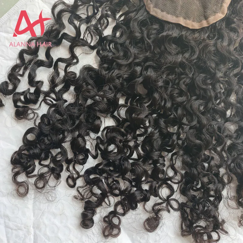 Hot Selling Top Grade 10A Virgin Human Raw Cambodian Soft Kinky Curly Hair Swiss Lace Closure 4 By 4 With Baby Hair No Tangle