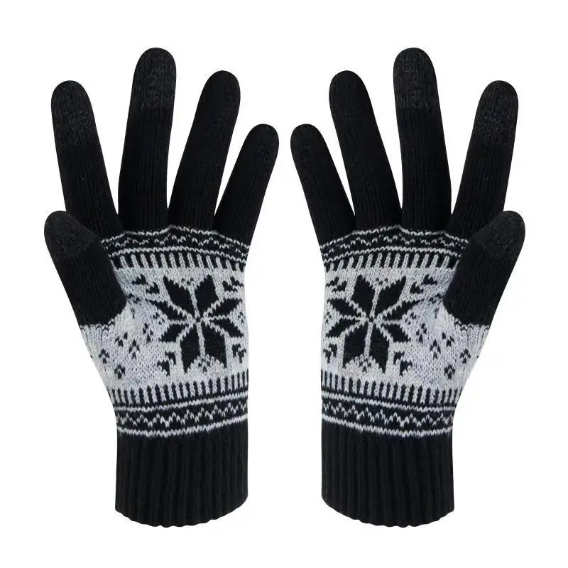 
Winter Warm Fleece Lining Bulky Cable Knit Snowflake Design Hat Scarf Gloves 3PC Set 