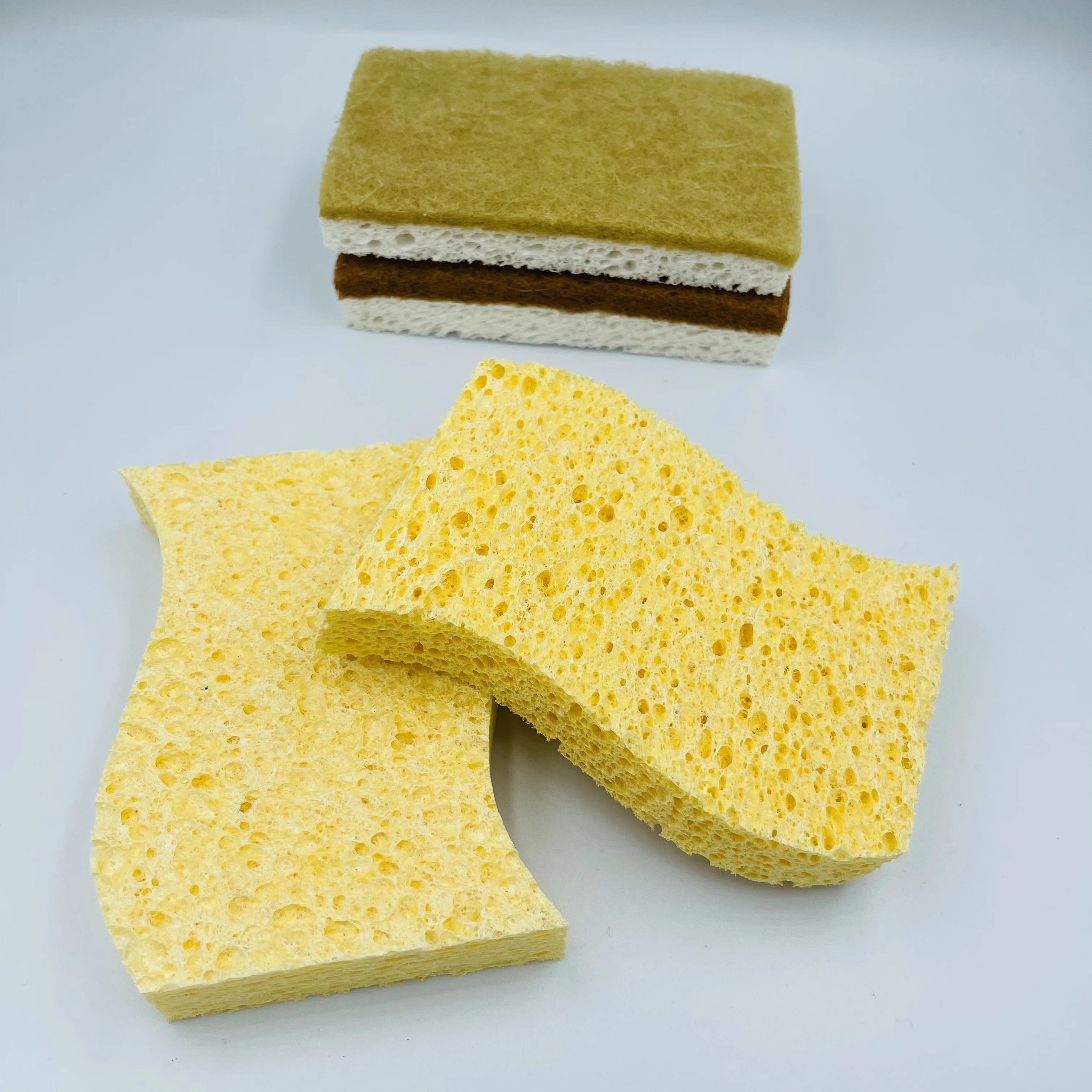 biodegradable yellow cellulose sponge cleaner pot scrubber dishes sponge dish scrubber sponge pad
