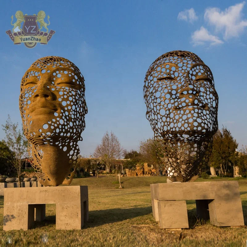 Уличное украшение для парка большая стальная скульптура лица индивидуальная из нержавеющей стали