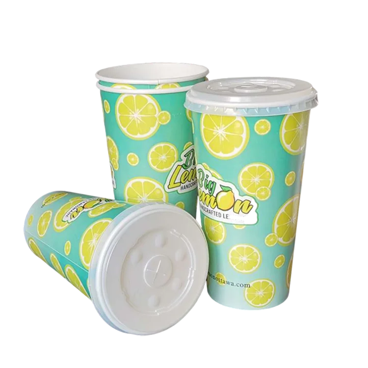 Food Grade Recyclable Disposable Custom Logo Kraft 6oz 8oz 12oz 16oz 20oz 22oz Hot Cafe Coffee Paper Cup with Lid