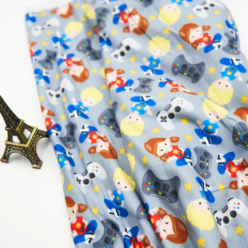 No moq DBP double brushed polyester knitting cute girl printed fabric for hair band