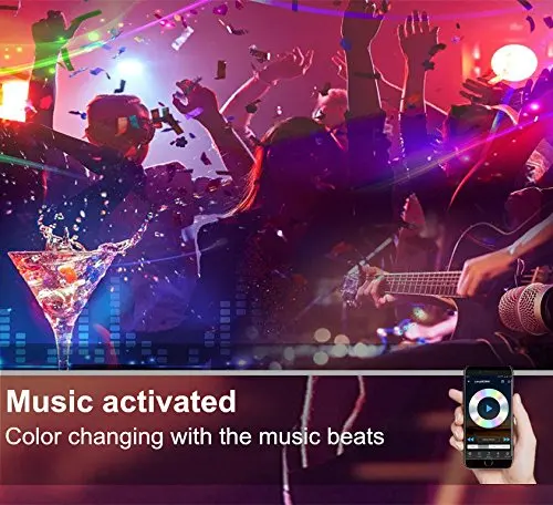 WiFi Wireless Smartphone Controlled Waterproof RGB Rope Lights Flexible 5050 Light Strip 32.8ft 300LEDs DC12V UL Power Adapter