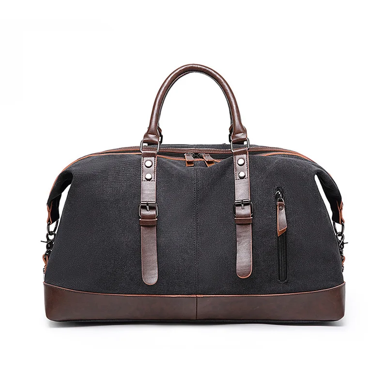 Classic Popular Vintage Batik Canvas Leather Luggage Travel Bag Large Capacity Waterproof Outdoor Travelling Weekend Bag For Men