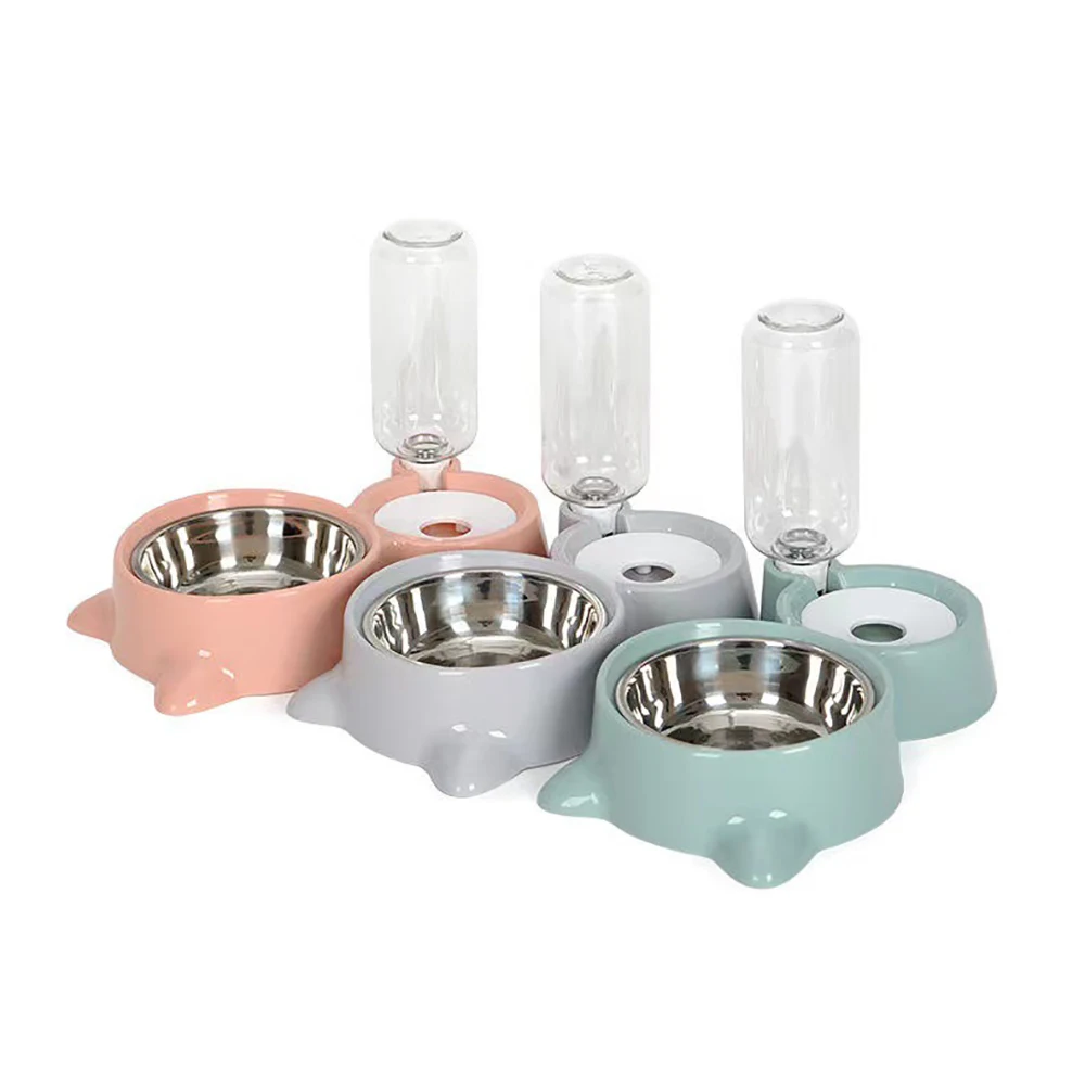 Europe America hot eco friendly ABS plastic removable 2 in 1 pet dogs cats automatic drinking water dispenser and feeder bowl