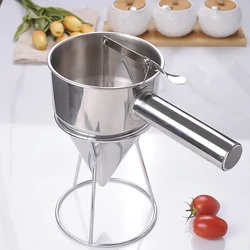 1200ml Stainless Steel Piston Funnel Cake Dough separator Batter Pourer Pancake Batter Dispenser with Squeeze Handle