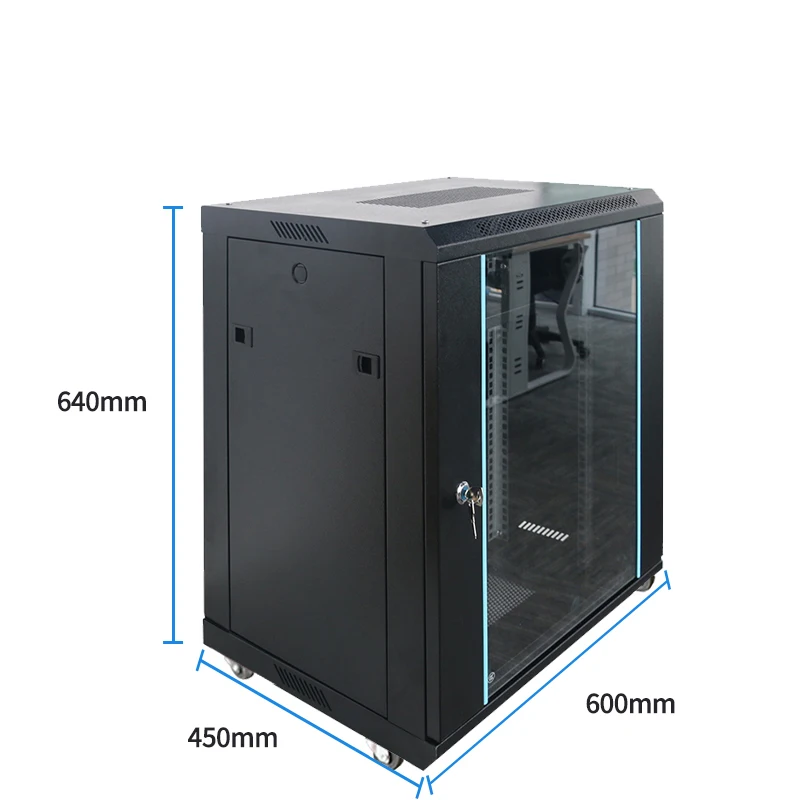 19inch Double section IP20 12u wall mount Network Cabinet server rack with fan and shelf