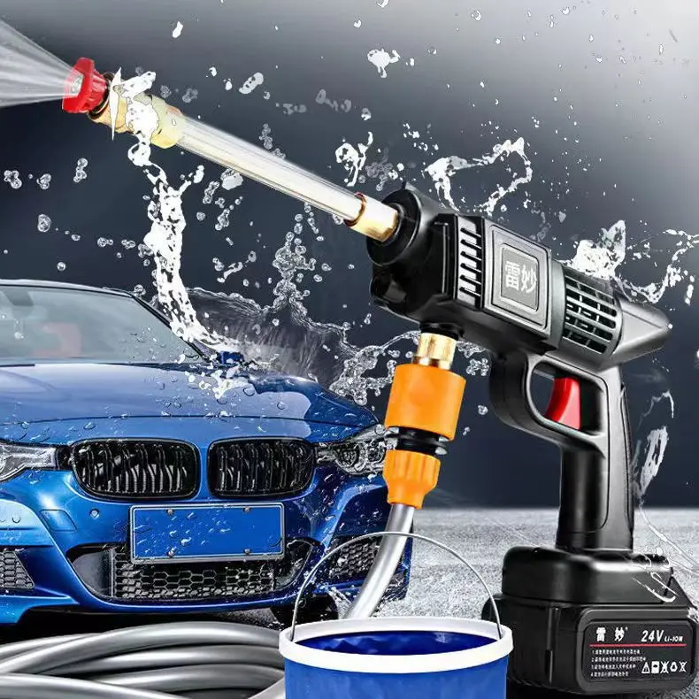 Portable Powerful High Pressure 24v Lithium Cordless Wireless Car Wash Water Jet Foam Gun Car Washer