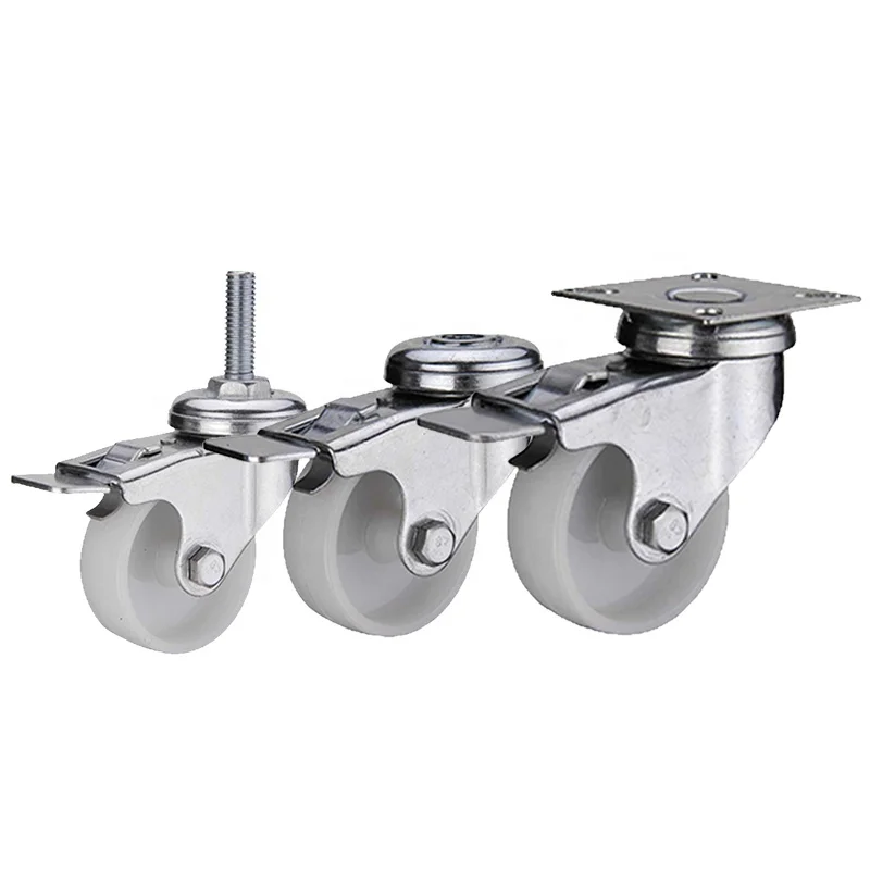 Series 33 nylon/pp 2 to 5 inch indoor small swivel&fixed dual brake stainless steel caster wheel