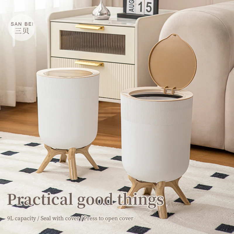 9 L round household kitchen bathroom press type with lid plastic recycle sanitary waste bin industrial