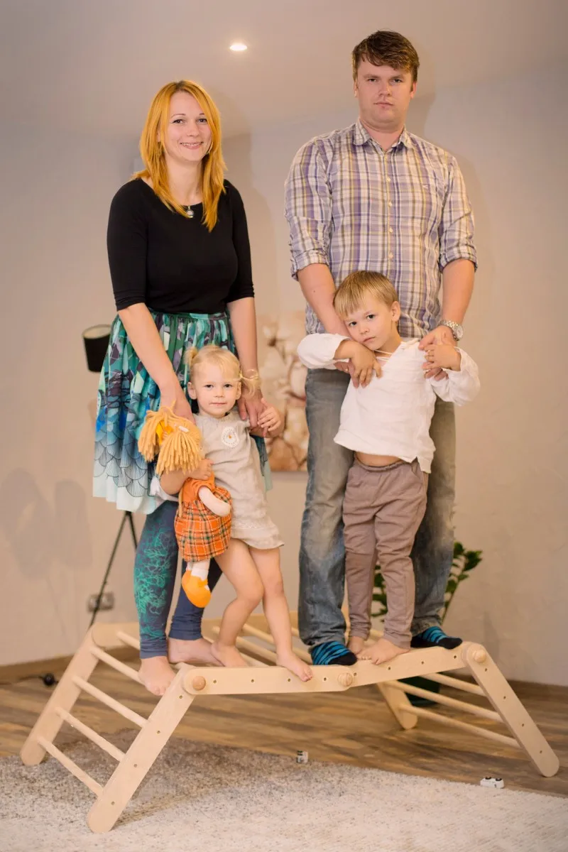 Montessori Foldable wooden Pickler Triangle kids climbing frame ramp indoor playground for toddler gym