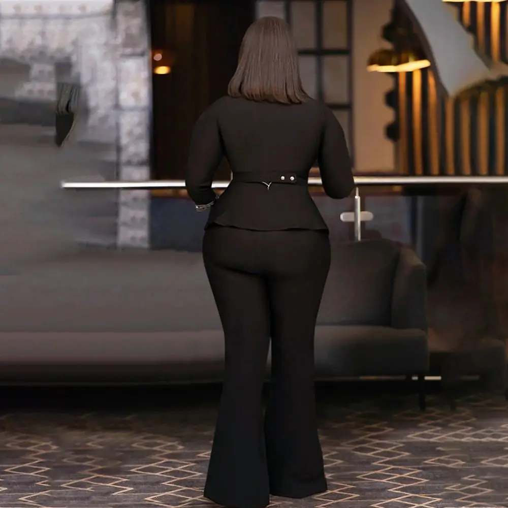 2 Pieces Sets For African Women Clothes Chiffon Tracksuit With Stones Long Dress Tops Pants Outfits