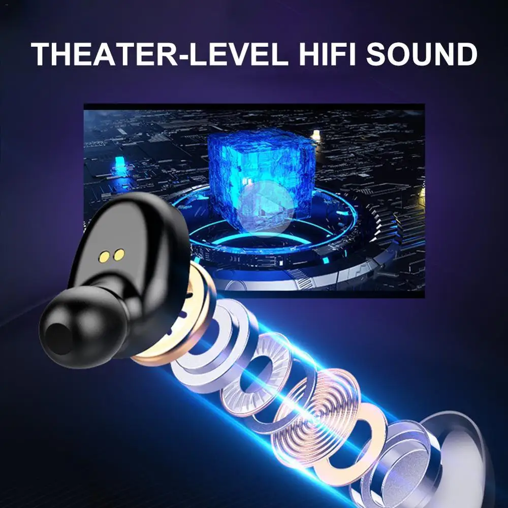 Earphones for airpod Mini LED Display Headphones with Microphone Stereo Sound waterproof Earpiece Wireless Hidden Sport Headsets