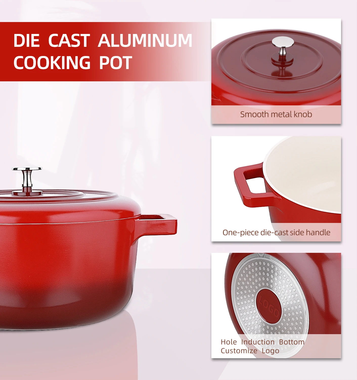 Eco friendly 4QT круглая Индукционная кухонная кастрюля для приготовления пищи антипригарная алюминиевая голландская