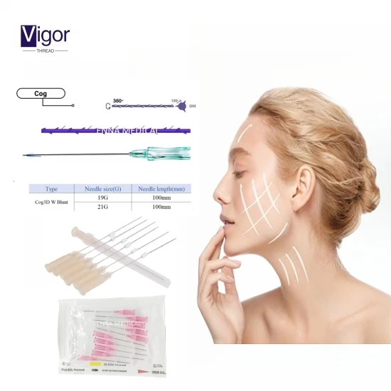 Vigor korean pdo barbed suture for the pdo thread lift double needle facial tension tornado pdo thread lift double needle