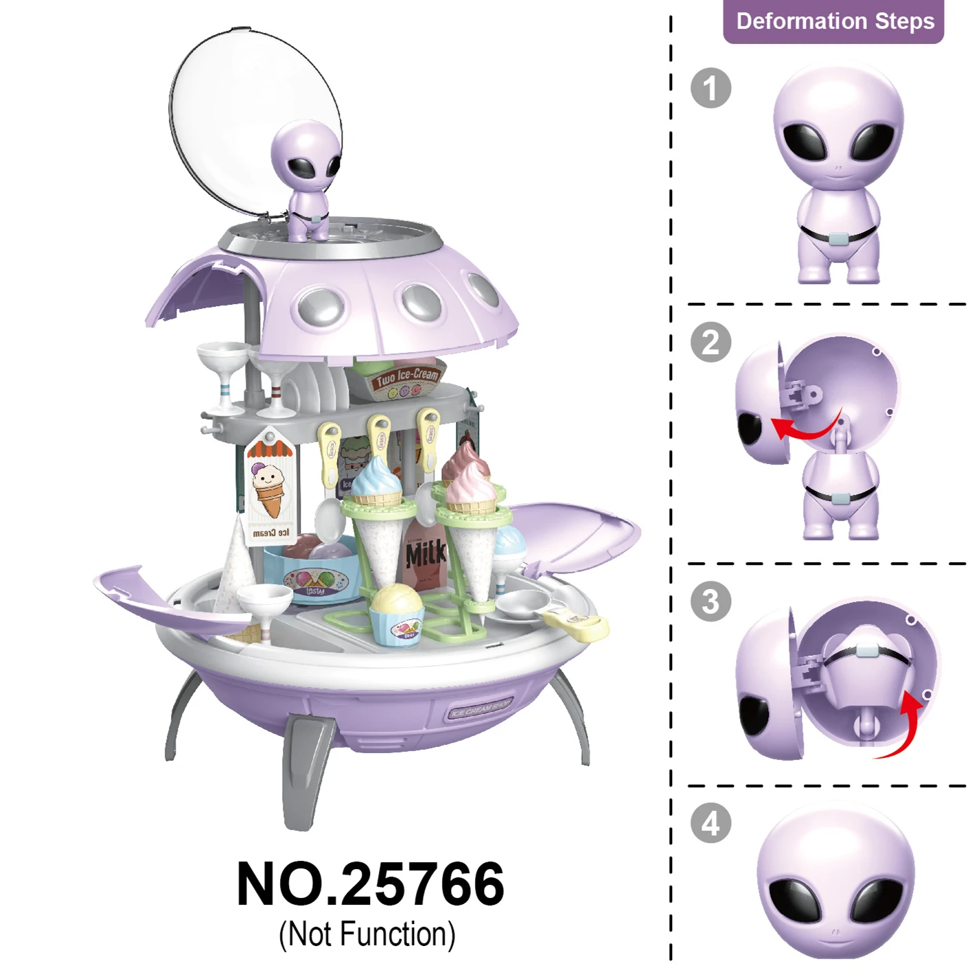 3 IN 1 UFO Pretend Play Projector Backpack Alien DIY dessert Seller Shop Game Ice Cream Pretend Play Toys