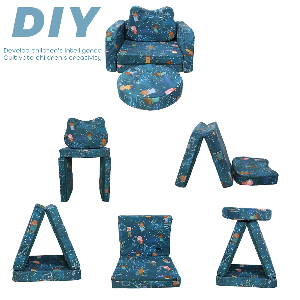 Customized Comfortable Toddler 2-in-1 Open Foam baby sofa set Child Sofa Safety Soft Mini Baby Chair For Sitting and Reclining