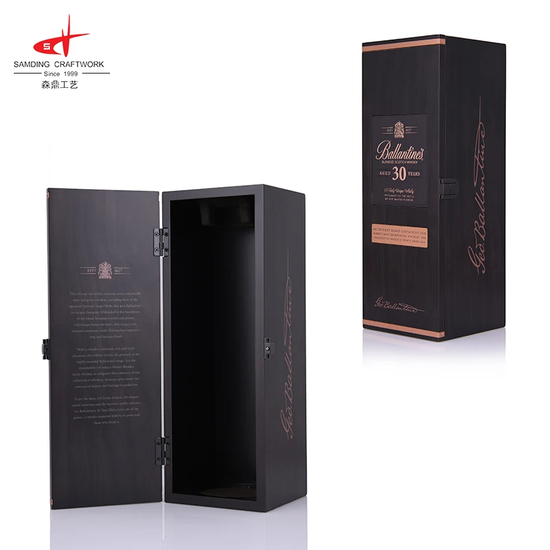Samding Hot Selling Luxury Gift Packaging Custom Hot Stamping Logo Europe Whisky Wood Craft Boxes
