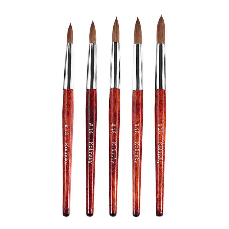 Bview Art 100% Kolinsky Custom Private Label Thick Gel Nail Brush Set Wooden Acrylic Nail Brush for Nail Painting
