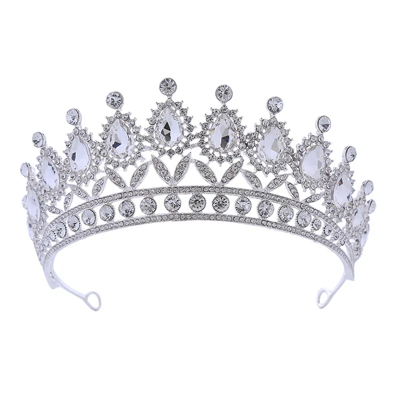 Cross-border Bridal Crown Light Luxury European Style Wedding Dress Headwear Birthday Show Wedding Dress All-match Crystal Crown