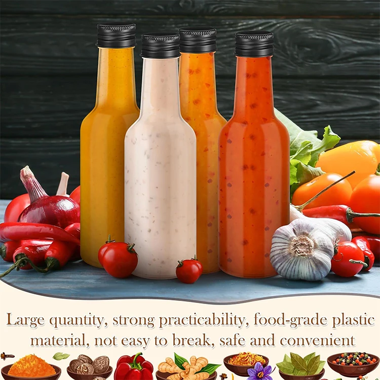 Empty Round 3oz 5oz 8oz 150ml 250ml Hot Sauce Chilli Glass Bottle For Salad Dressing Tomato Sauce Ketchup Bottle With Screw Lid