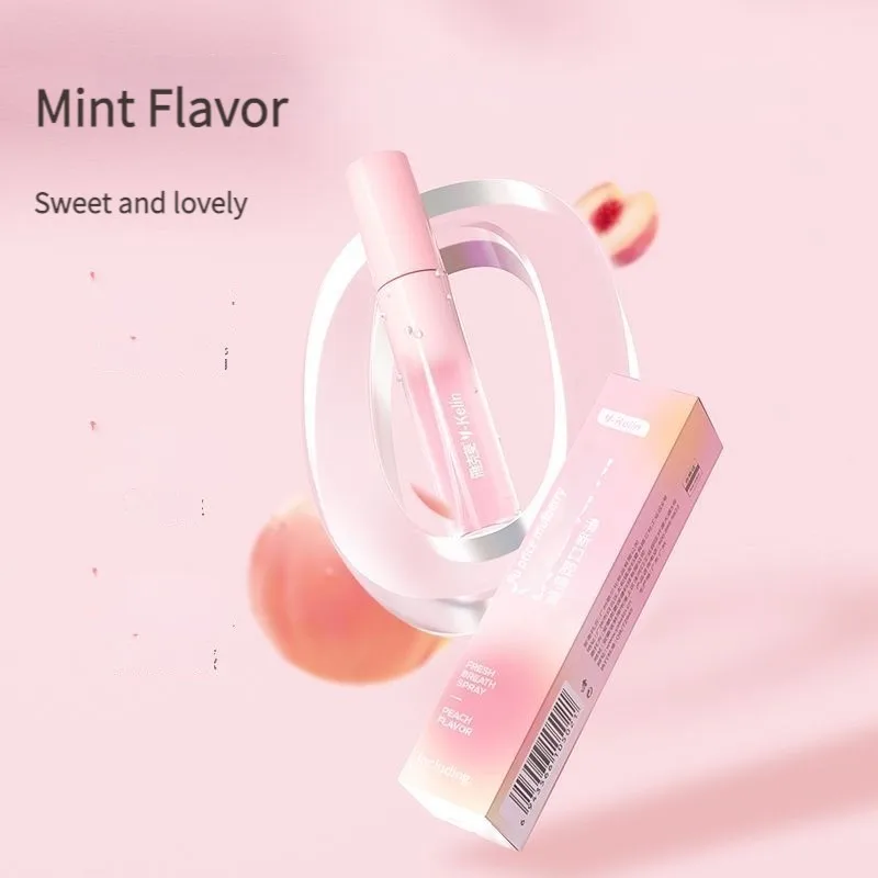 17ml Portable Pocket Oral Breath Fresheners Spray Mouth Spray, Cool Mint and White peach Flavor for Bad Breath and Dry Mo