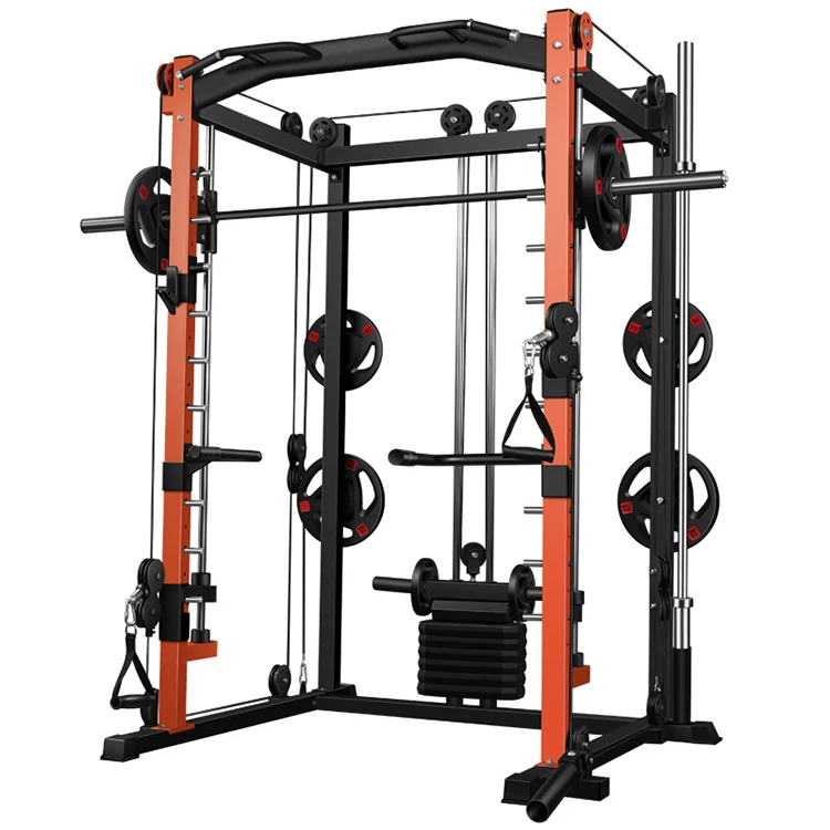 Factory Price Comprehensive Training Device Smith Machine Gantry Squat Rack Bench Press Pull-up Barrel Lift Free Squat Rack
