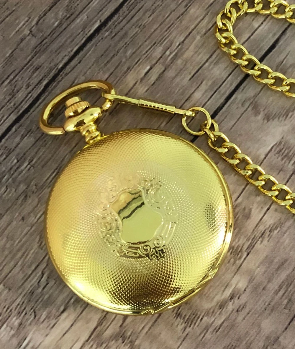 Roman Double Face Heart Gold Manual Mechanical Pocket Watches