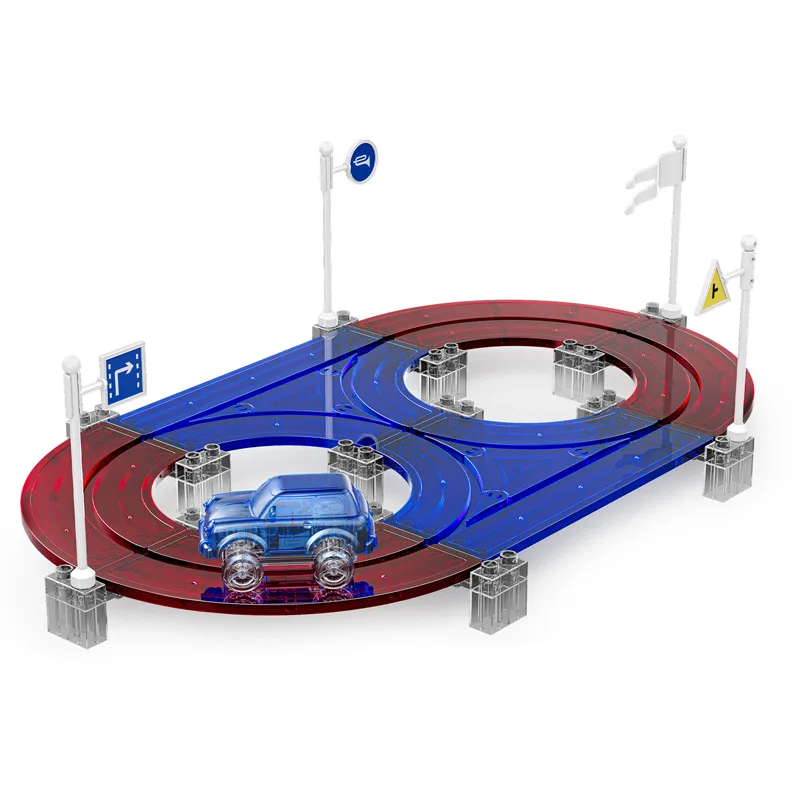 5/9/36PCS Factory Magnetic Track Electric Led Car Race Set STEM Building Block Puzzle Toys for Children Educational Toddlers