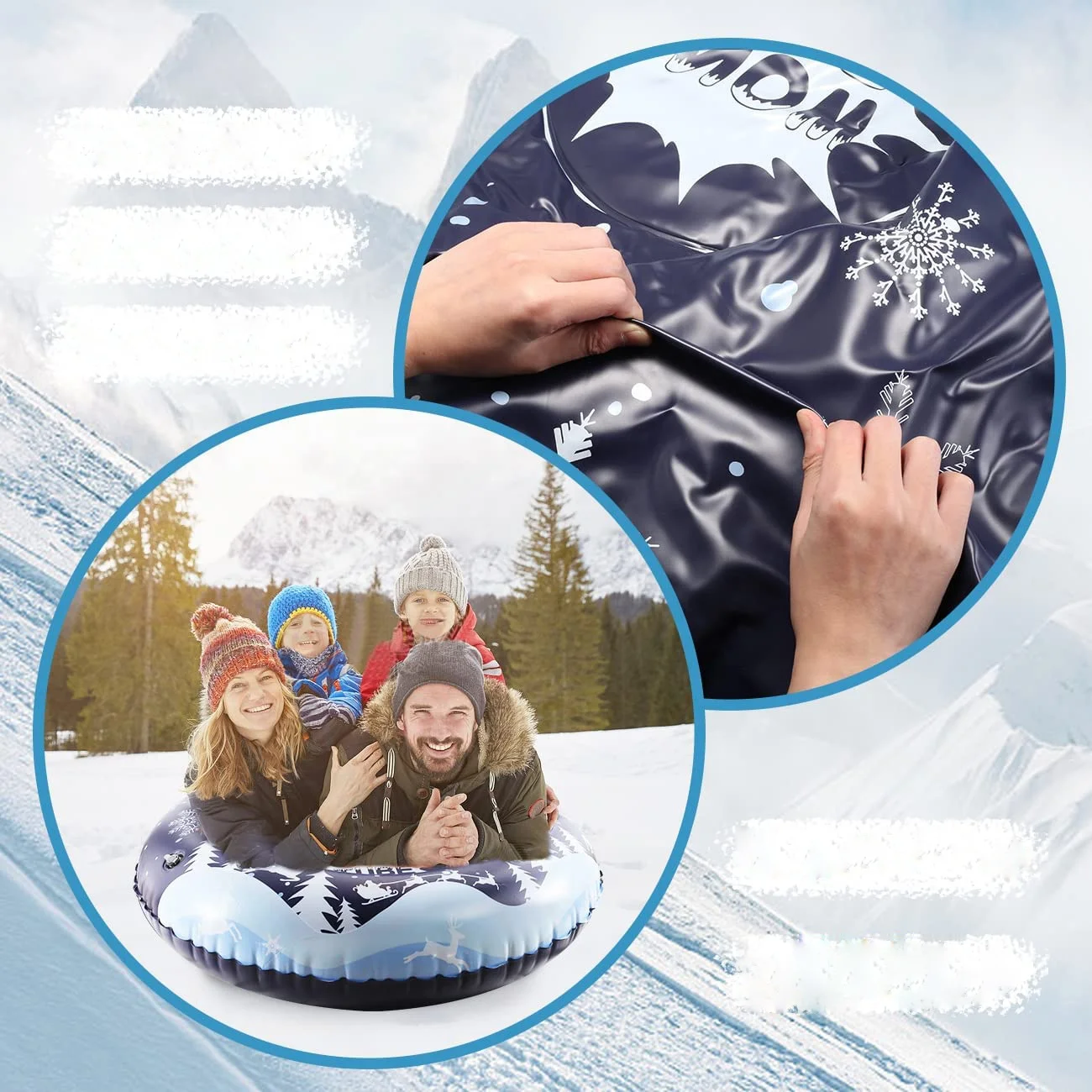 BSCI Factory 42/47/53 Inch Heavy Duty Snow Tube Inflatable Sled For Kid And Adult