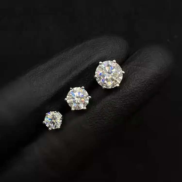 Speedin Hot-sale Classic 6 Claws 18k Solid Gold diamond earring VVS VS Clarity Lab Grown Diamonds Stud Earrings For Ladies