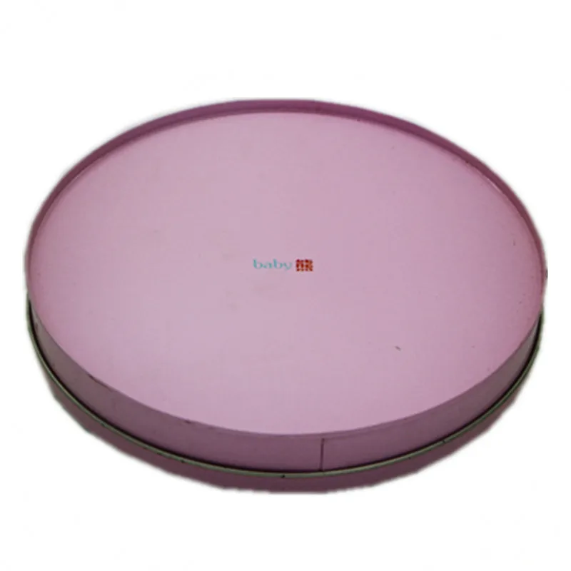 Custom round food tin cans, Pink tin box packaging candy, chocolate, biscuit snacks tinplate