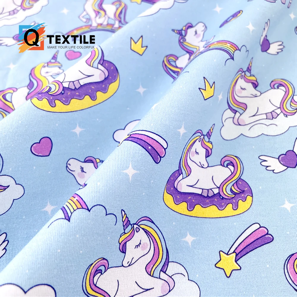 Custom print cotton lycra jersey fabric 280gsm for clothes