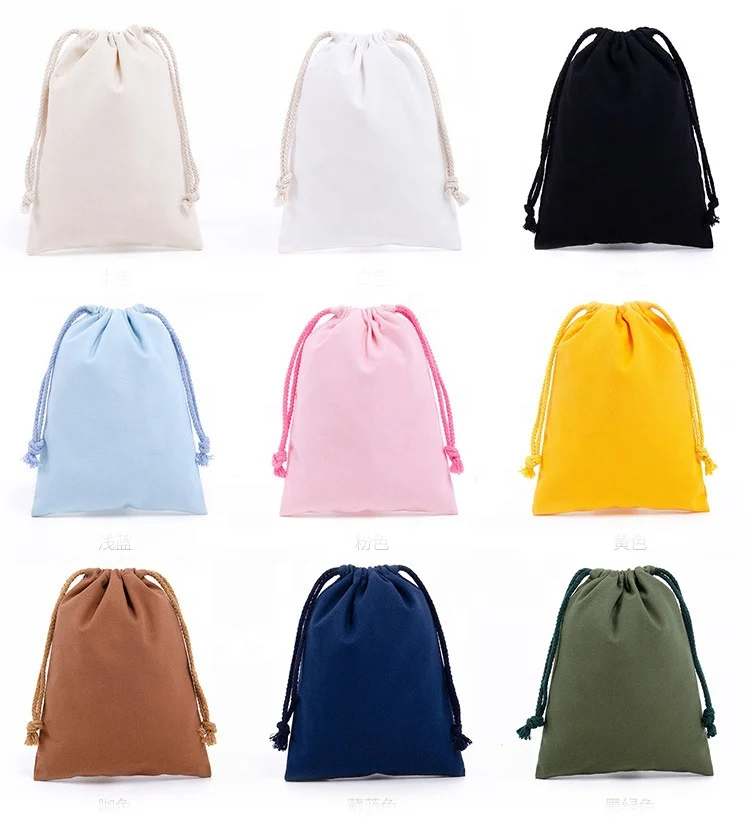 Оптовая продажа от производителя, разноцветный хлопковый Подарочный мешок, тканевый мешок на шнурке, пылесборник со шнурком