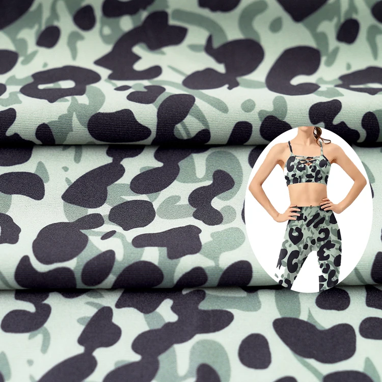 Leopard Print  50 D  153 cm Width 240 g   Polyester 77% Spandex 23%  Yoga  Fabric