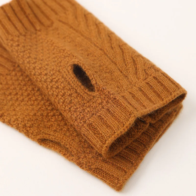 inner mongolian pure cashmere winter thermal gloves custom plain knitted fingerless women ladies girls cashmere gloves & mittens