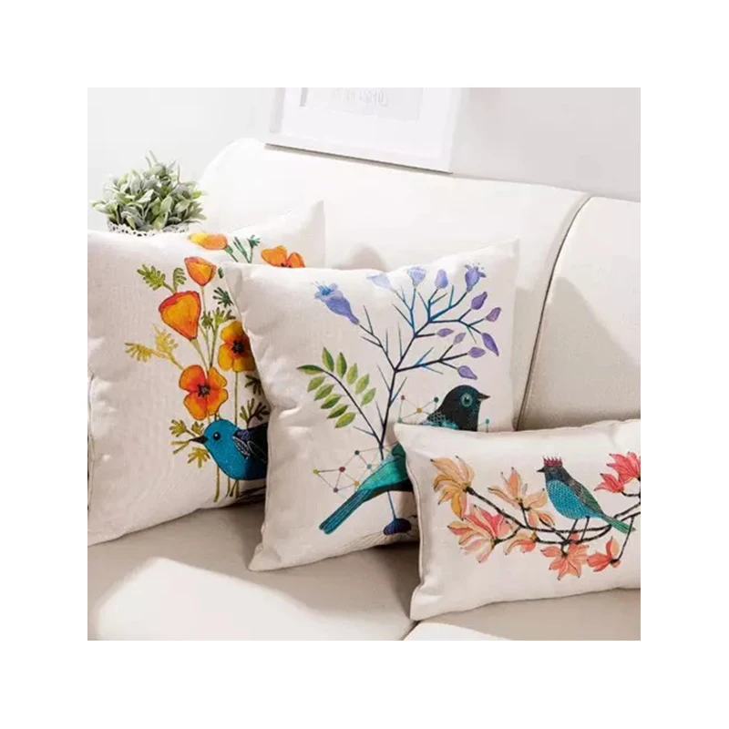 Printed Flower Pillow Covers Custom Digital Painting Cushion Covers
