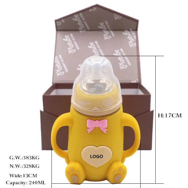 Leatch BPA Free 100% Food Grade manufacturers 16oz smart hands free baby silicone milk feeding baby bottle