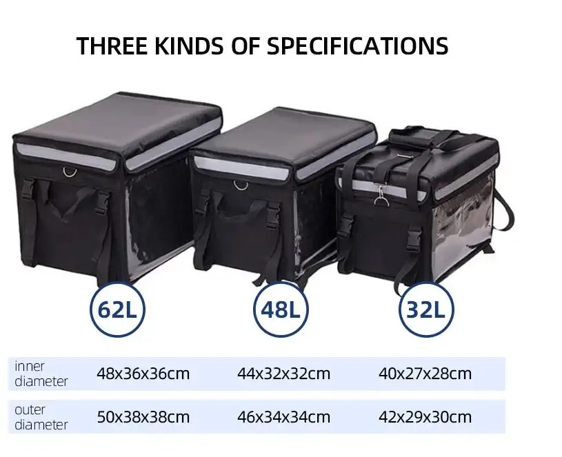 Custom Waterproof Aluminium Heated Cooler Bag Large Food Thermal Pizza Delivery Bags Insulated Box Motorcycle