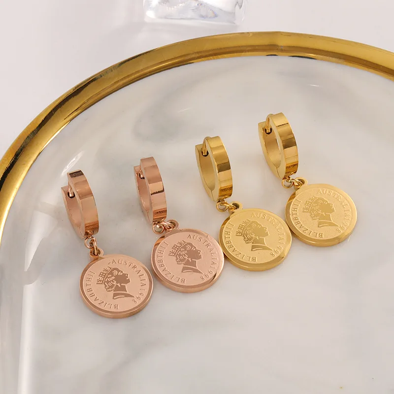 2022Spring and Summer new simple graceful titanium steel stud earrings personality all-match High sense earrings women