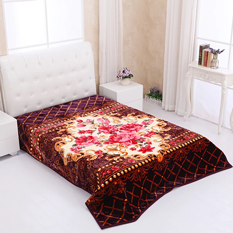 Otsukeori Floral Design Korean Mink Blankets Wholesale Cheap Fleece Short Pile Raschel Blanket For Bedroom