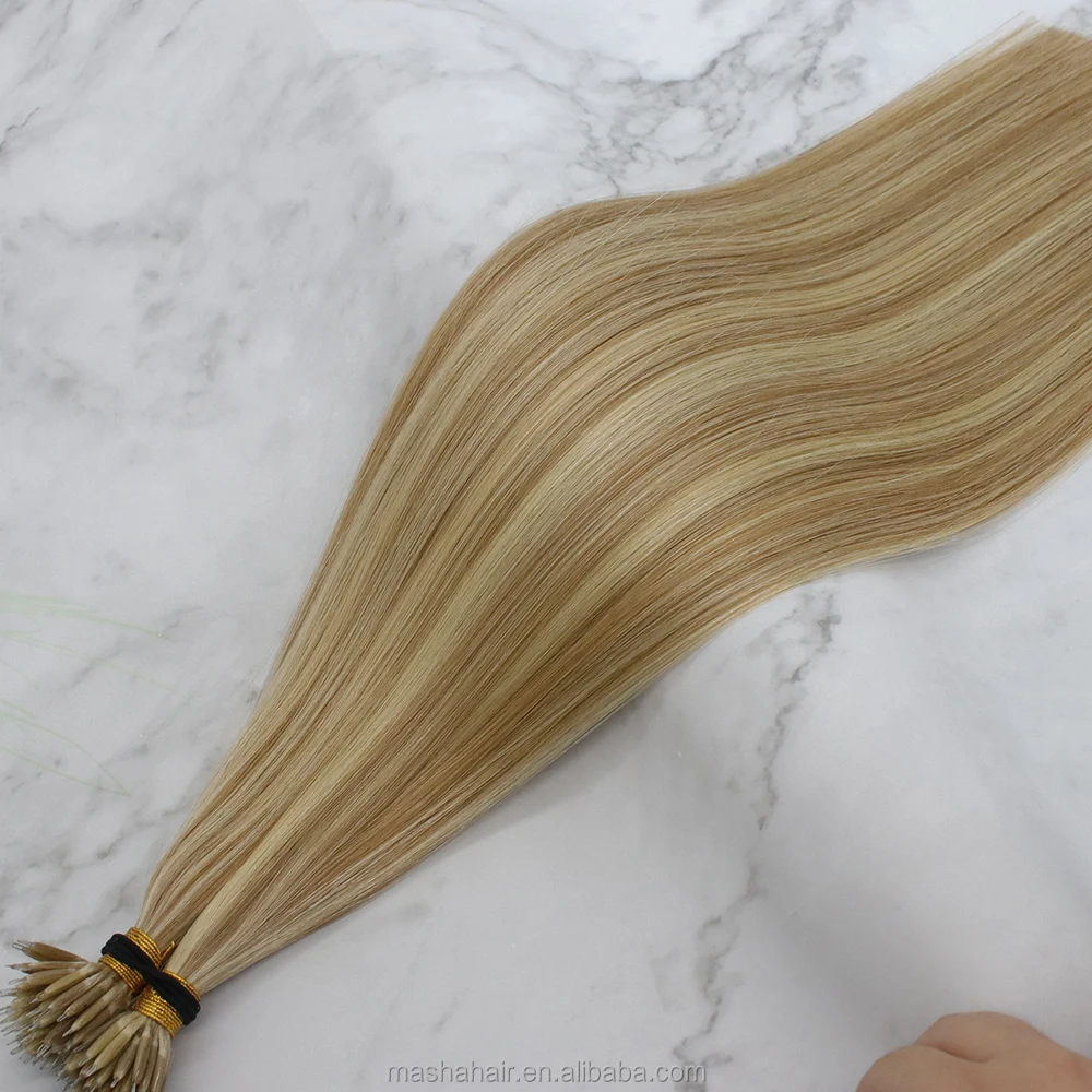 Masha wholesale high quality real russian virgin human hair all color nano ring human hair extensions