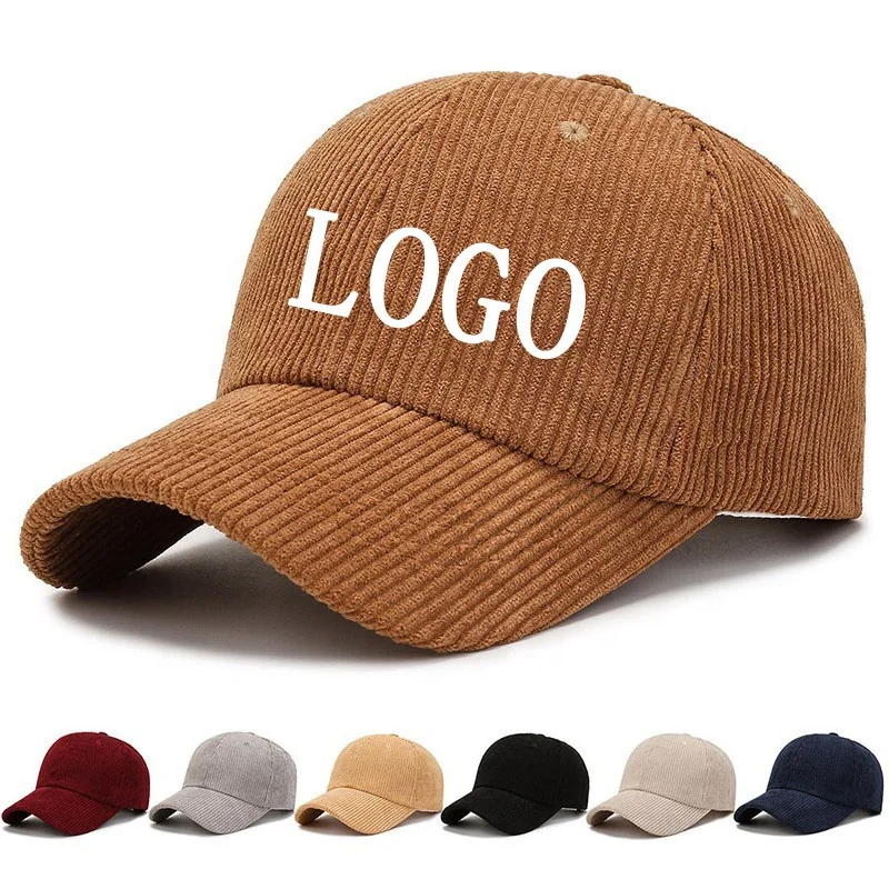 Unisex High Quality Corduroy Cap Warm Sports Hat Customized Logo 3D Embroidered Corduroy Baseball Cap