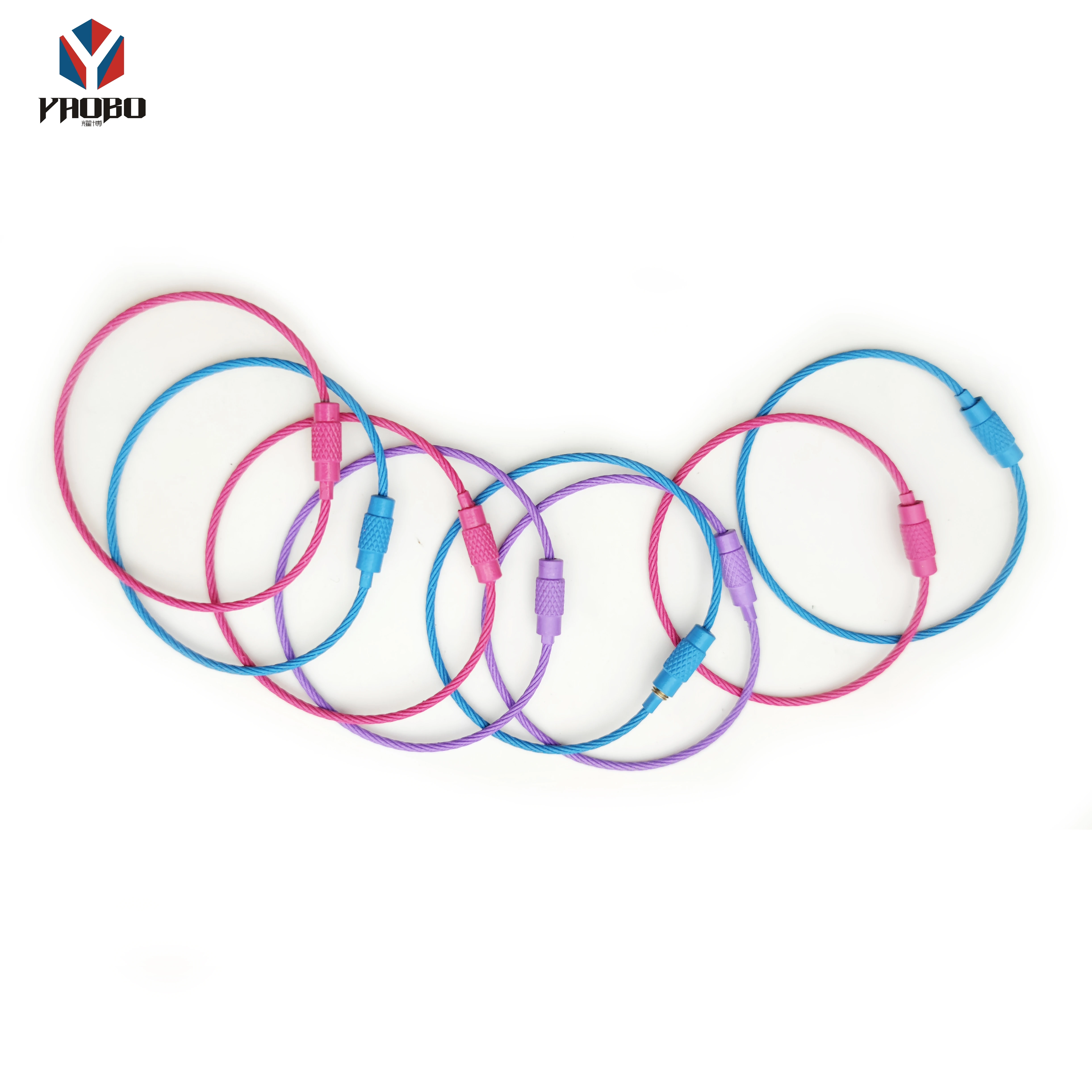 Keychain Lock Screw Cable Rings Stainless Steel Paint Wire Cable Loop Rings For Hanging Tag Keyrings