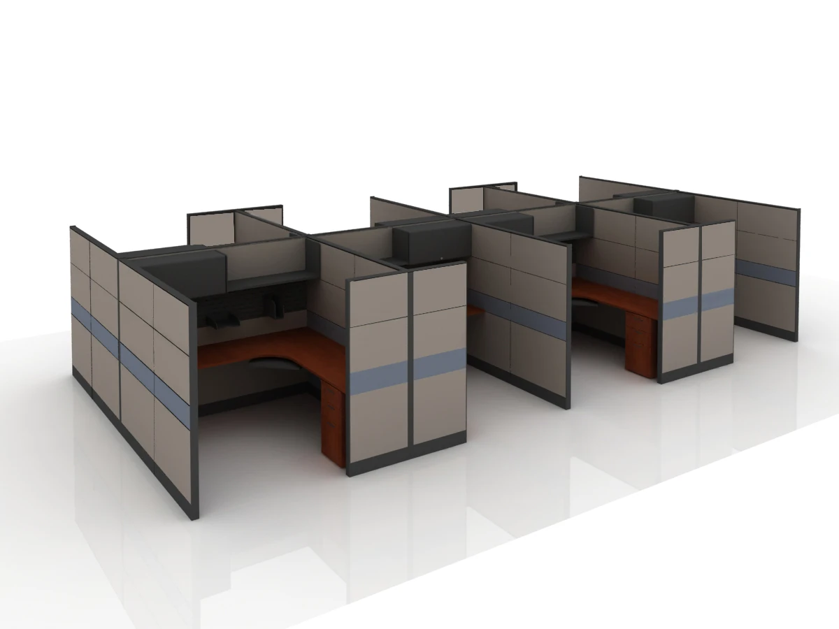 LCN Contemporary Style Modern Office Cubicle for 4 People Glass and Wood MDF Office Partitions with Free Planning