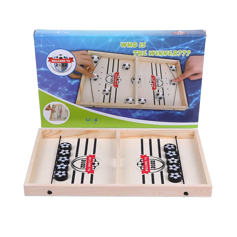 Fast Sling Puck Game Wooden Hockey Table Game Winner Board Games Toys for Adults Parent Child Interactive Chess Toy Board Table
