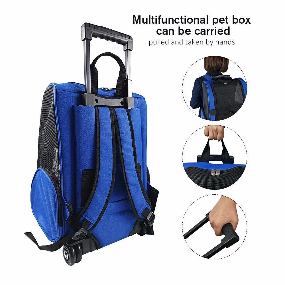 Foldable Luggage Bag Backpack Pet Trolley Bag Carrier With Wheels Dog Air Travel Bag