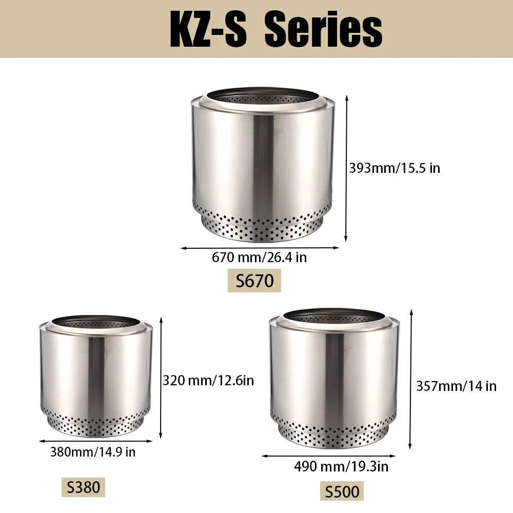 Outdoor Smokeless Fire Pit Stainless Steel Portable Wood Burning Bonfire Pits for Outside Patio Backyard Camping Stove